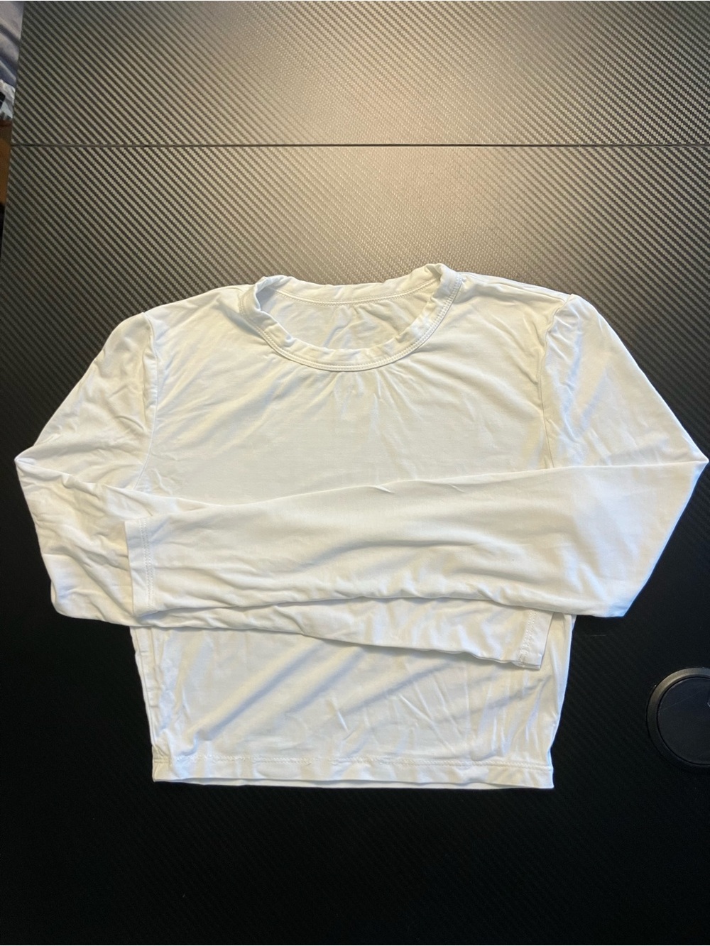 Women's White Long-Sleeve Crewneck Crop Top